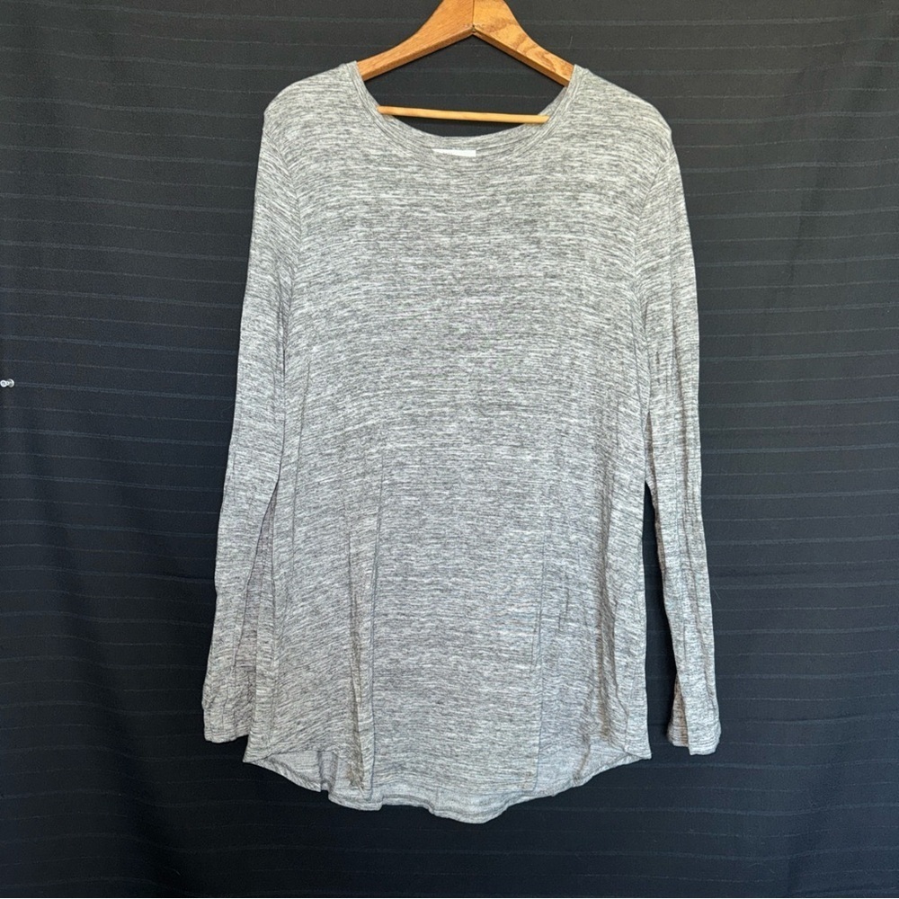 Daily Ritual Women's Long Sleeve Round Neck Pullover Shirt Top Heather Grey XXL